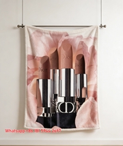 Dior Nude Lipstick Pink Rose Flannel Sofa Throw Blanket D340